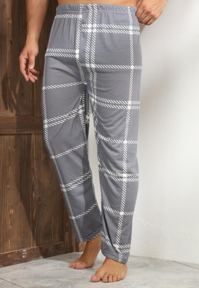 Pantaloni de Pijama ,Big Size ,Barbati,Culoare Gri cu Alb,Engros